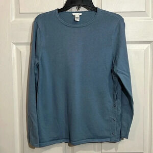 J. Jill ribbed snap side knit shirt woman's size medium - French blue